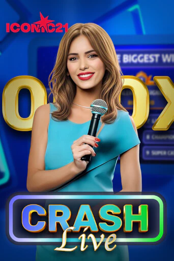 Crash Live game show tile with a rising multiplier curve